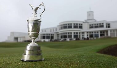 The Claret Jug on display at Royal Birkdale.