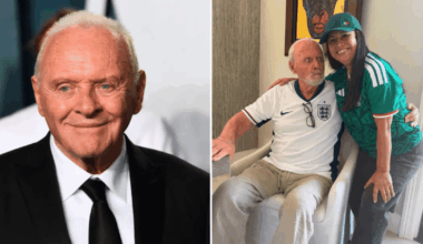 Sir Anthony Hopkins, 88, unrecognisable as he supports England in World Cup