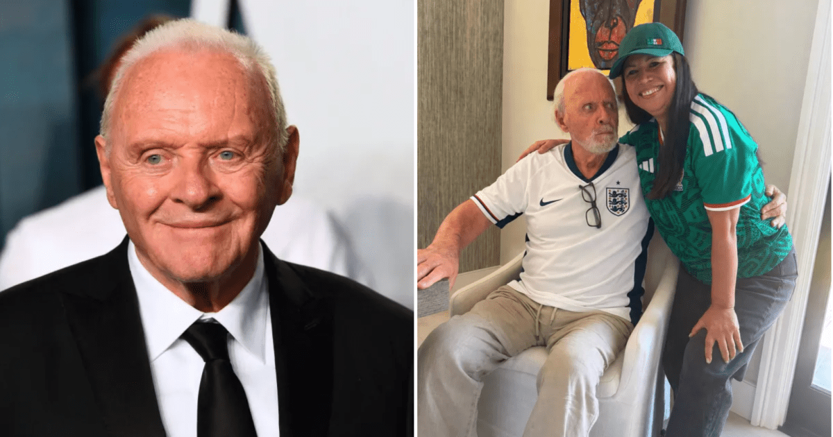 Sir Anthony Hopkins, 88, unrecognisable as he supports England in World Cup