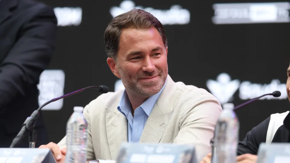 Eddie Hearn speaking at a press conference