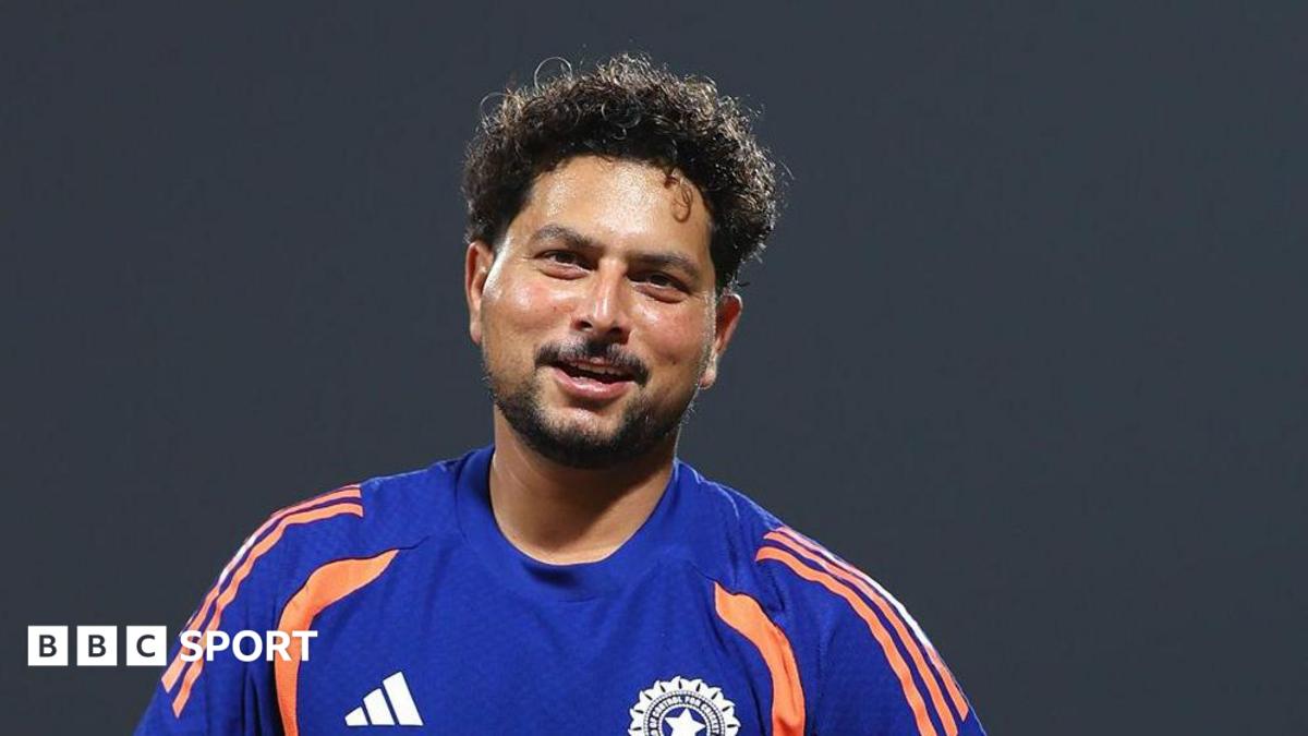 Kuldeep Yadav in action for India
