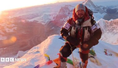 Nirmal Purja at the summit of Mount Everest