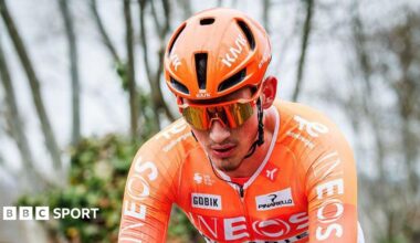 Josh Tarling of Ineos Grenadiers competing in Harelbeke Belgium in March 2026