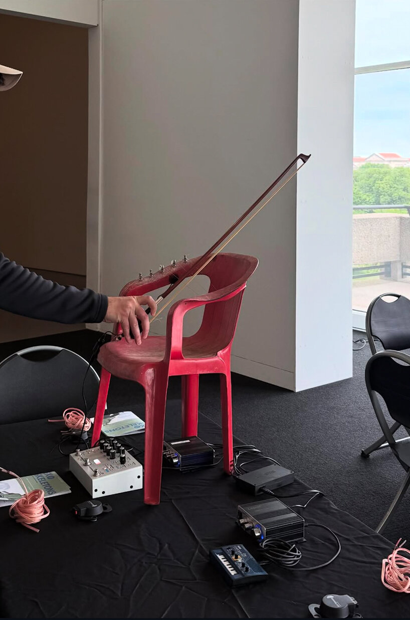 dan ortiz leizman adds strings to the monobloc chair, turning it into a playable instrument - 1
