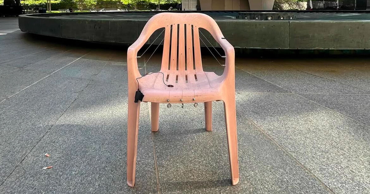 dan ortiz leizman transforms monobloc chairs into instruments