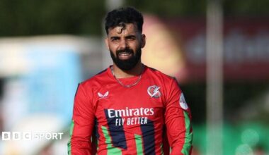 Shadab Khan in the field during Lancashire's T20 match away to Leicestershire