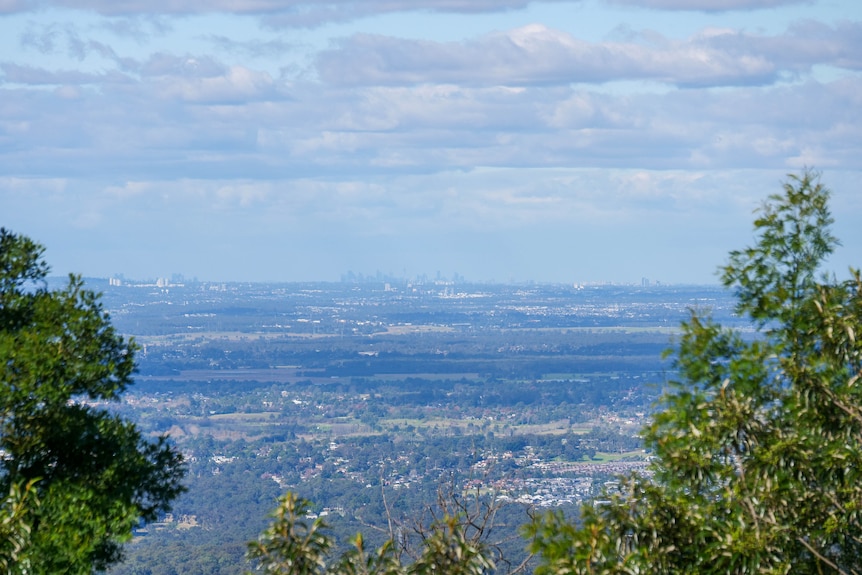 a view of the Sydney Cumberland plain as seen from mountains