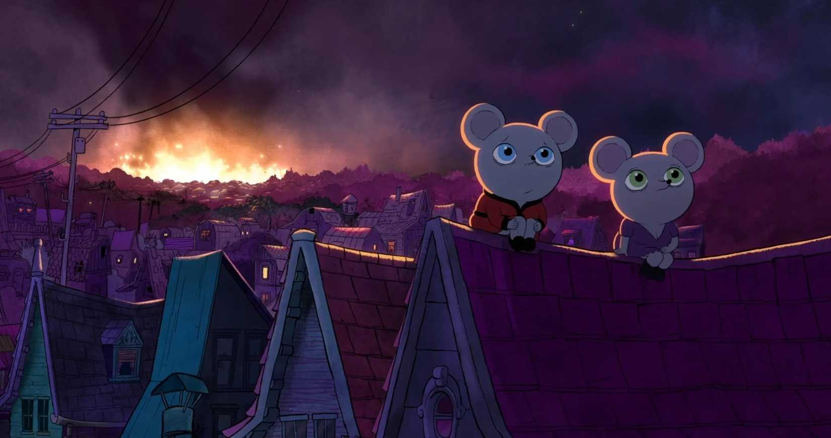 Two animated mice on the movie Decorado