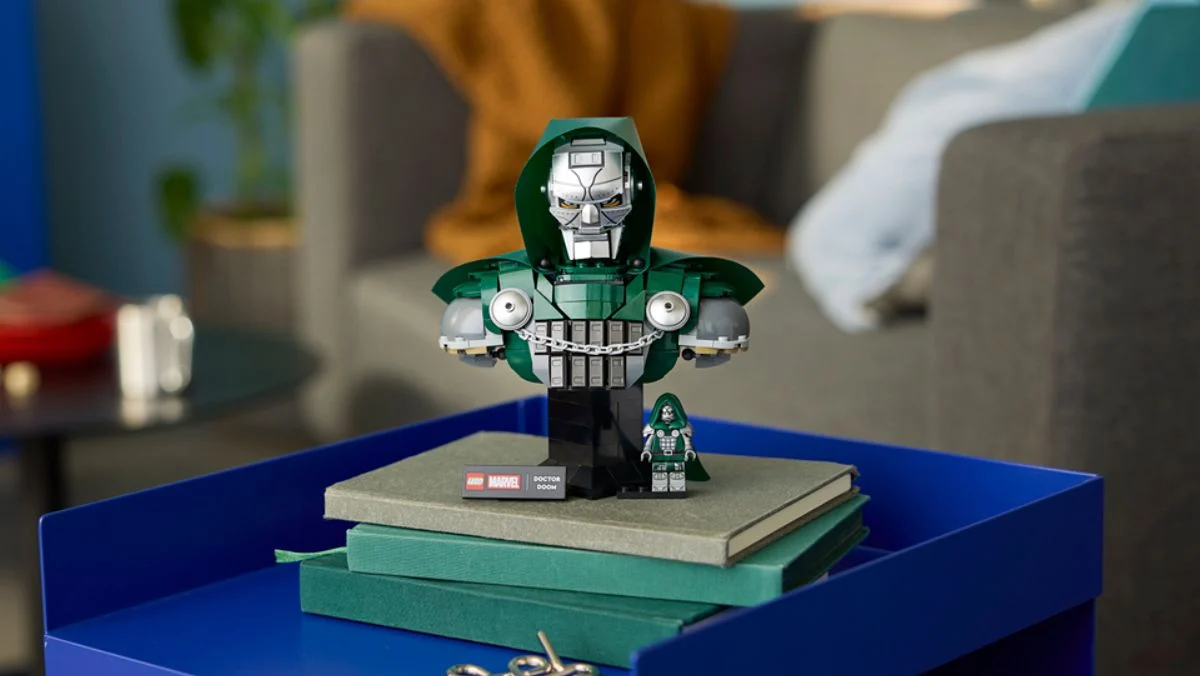 LEGO's product photos for their new Doctor Doom Bust set.