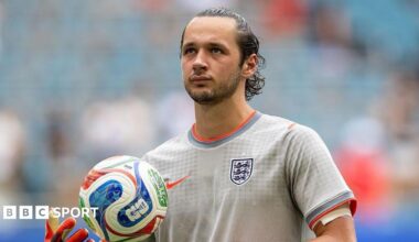 England goalkeeper James Trafford looks on during England training