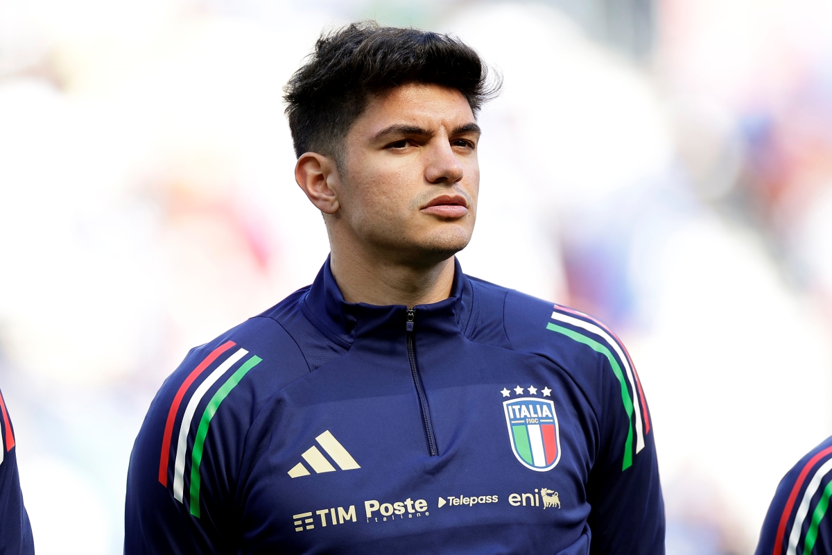 HARRISON, NEW JERSEY - MARCH 24: Raoul Bellanova #25 of Italy stands before the first half of the Ecuador v Italy - International Friendly at Red Bull Arena on March 24, 2024 in Harrison, New Jersey. (Photo by Adam Hunger/Getty Images) (Atalanta target) (Everton links)