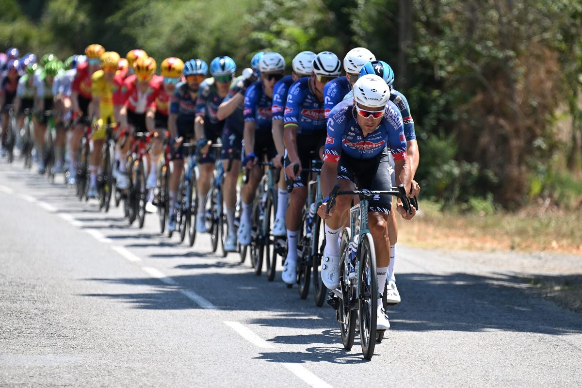PAU, FRANCE - JULY 08: Silvan Dillier of Switzerland and Team Alpecin-Premier Tech leads the peloton during the 113th Tour de France 2026, Stage 5 a 158.3km stage from Lannemezan to Pau / #UCIWT / on July 08, 2026 in Pau, France.