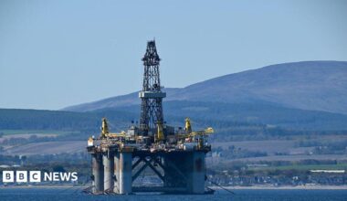 The Well-Safe Defender oil rigs is seen on the Cromarty Firth on the north-east coast of Scotland