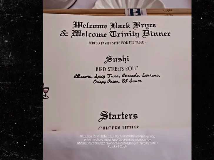 trinity dinner menu