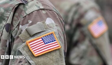 A USA patch flag on the US military uniform