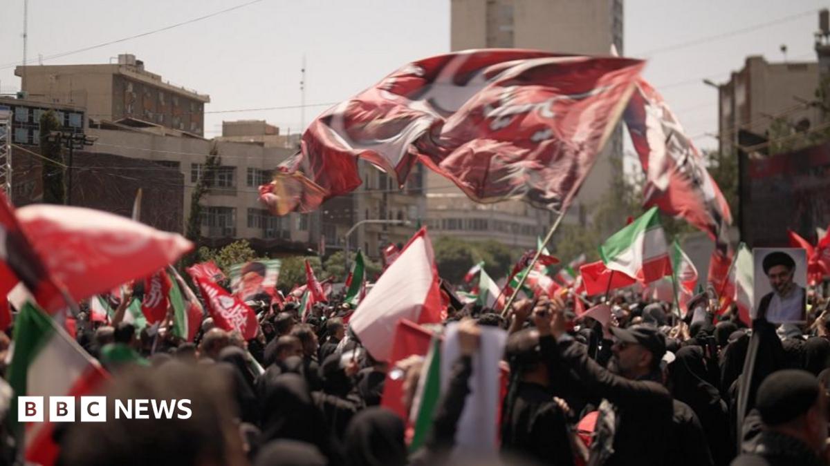 Mourners in Tehran at the funeral of Ayatollah Ali Khamenei