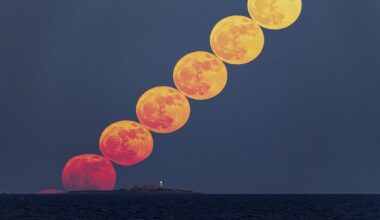 A beautiful view of the full Moon rising behind the Isola delle Correnti (Island of Currents), captured by Giovanni Migliorisi from Punta Castellazzo in the municipality of Ispica, Sicily, Italy, 31 May 2026, 20:41–20:46 local time. Equipment: Nikon D850 camera, Tamron 150-600mm lens at 600mm Exposure: ISO 6400, f/8, 1/30s Software: Lightroom and Photoshop