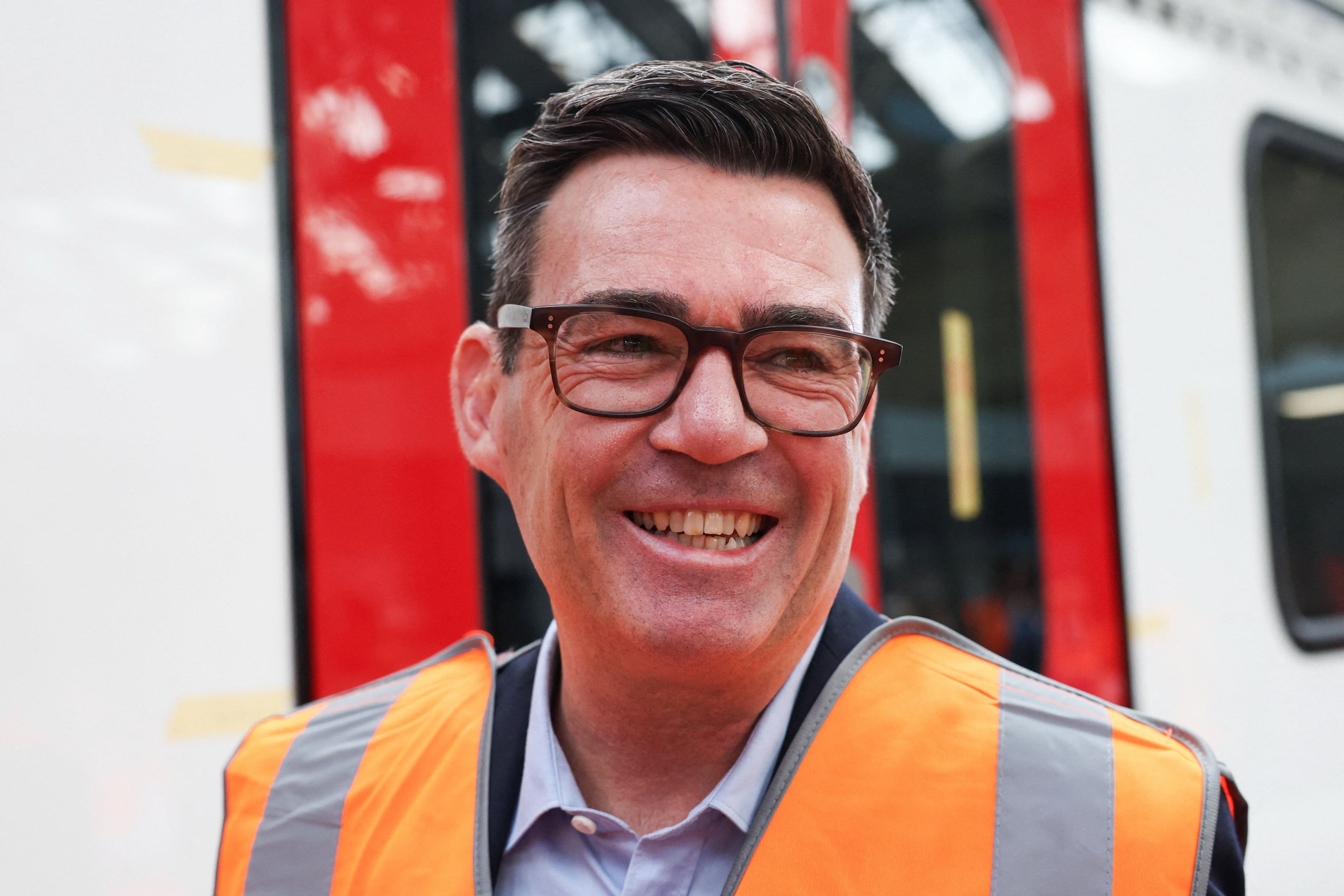 Prime minister Andy Burnham during a visit to Alstom Transport in Derby to unveil a change to the education system
