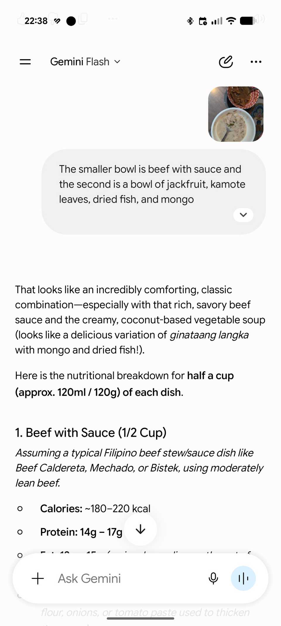 Gemini identifies a meal through its multi-modal feature