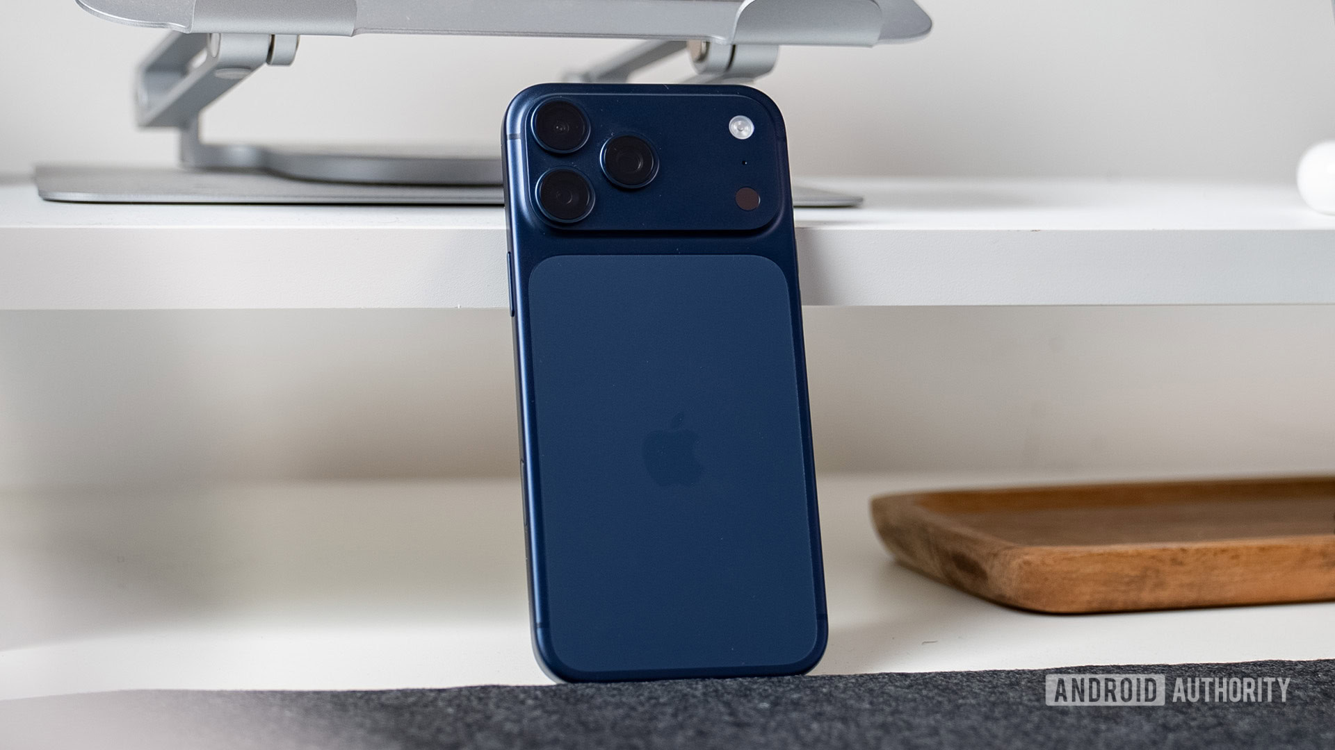 iPhone 17 Pro Max Deep Blue rear side on iPhone 17 Pro Max Deep Blue rear side on