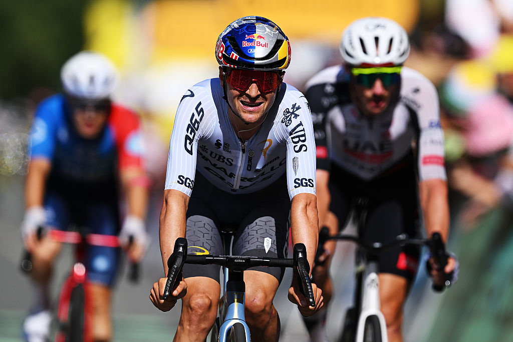 BELFORT, FRANCE - JULY 17: Tom Pidcock of Great Britain and Team Pinarello Q36.5 Pro Cycling crosses the finish line on third place during the 113th Tour de France 2026, Stage 13 a 205.8km stage from Dole to Belfort / #UCIWT / on July 17, 2026 in Belfort, France. (Photo by Dario Belingheri/Getty Images)