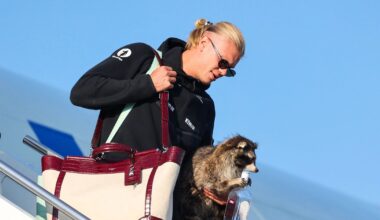 Erling Haaland shrugs off World Cup disappointment by returning to Norway with a stuffed racoon - 'It followed me home'