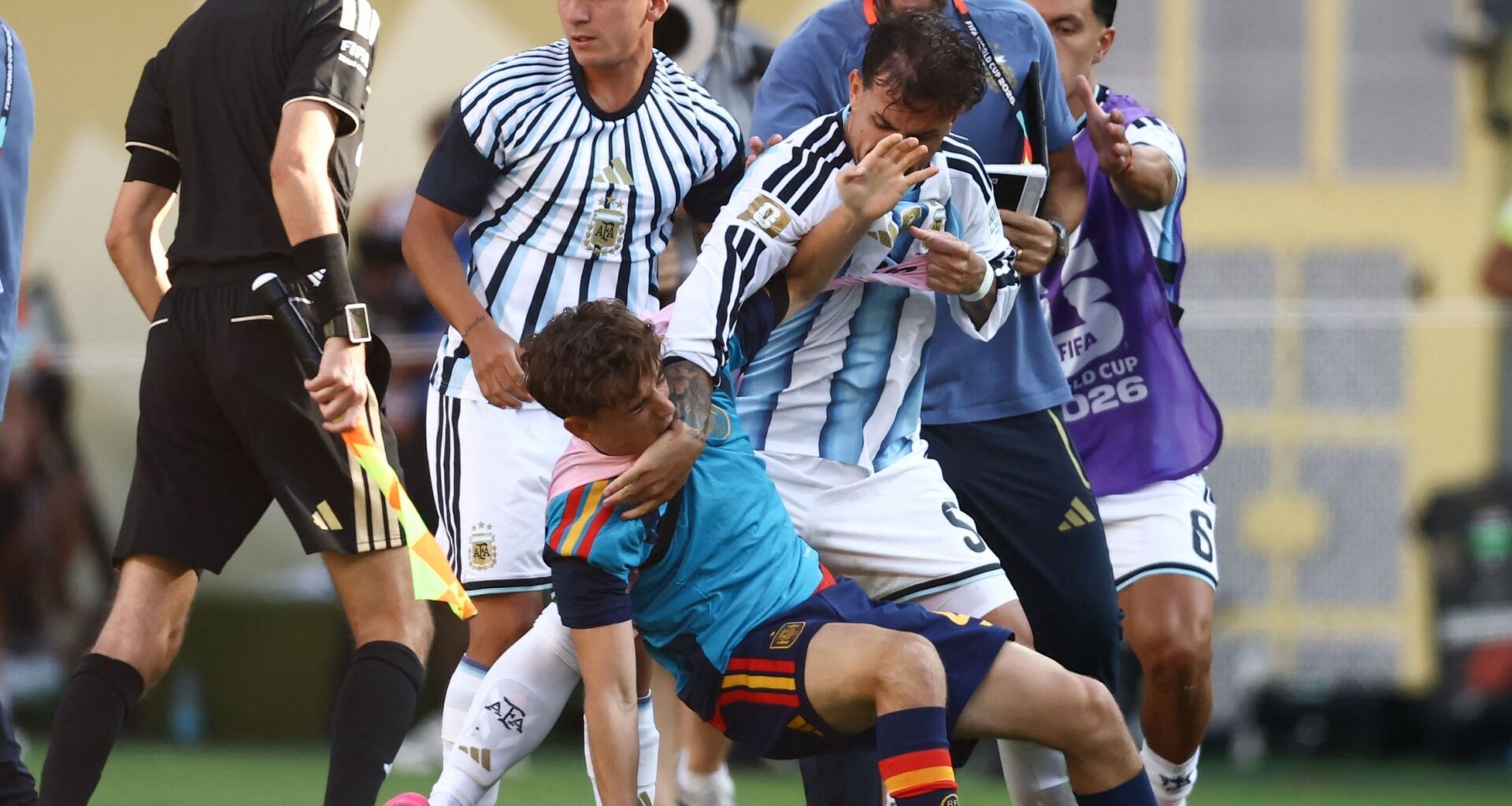 Argentina players including Leandro Paredes involved in brawl after 2026 FIFA World Cup final defeat to Spain - 'Disgusting behaviour'