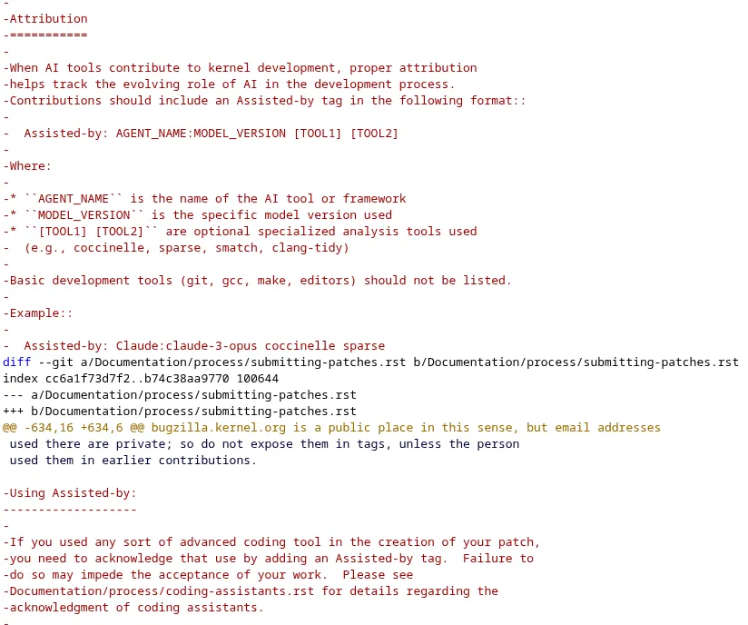 Linux AI attribution guidelines