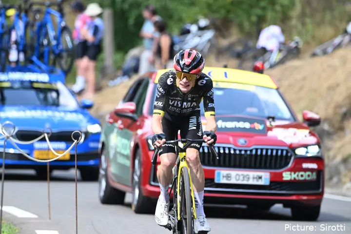 Jonas Vingegaard in action on Stage 6 of the 2026 Tour de France