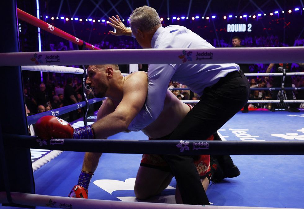 Kristian Prenga was well on top before Anthony Joshua knocked him out in the second round