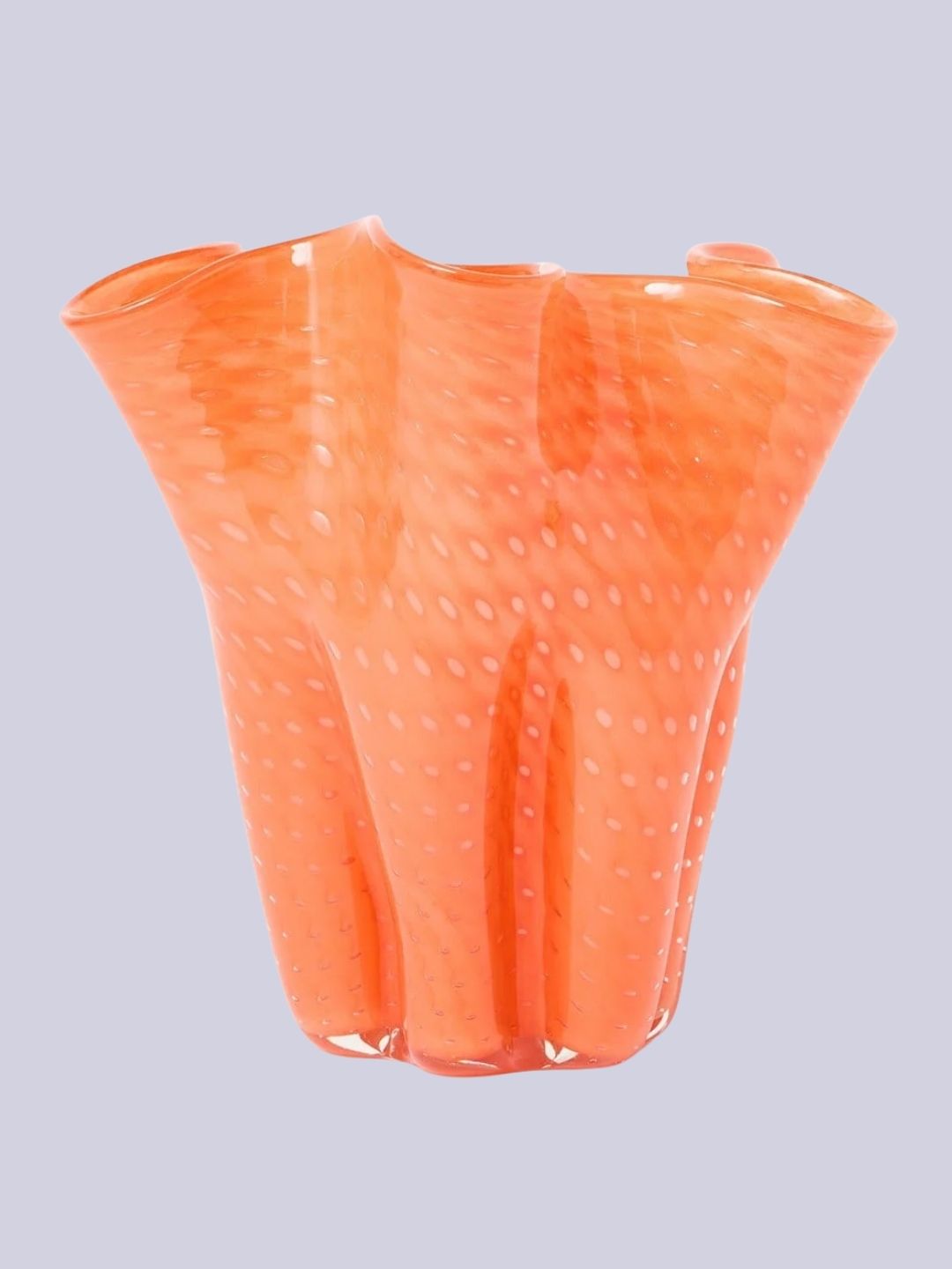 Oliver Bonas, Ondula Orange Fluted Short Glass Vase