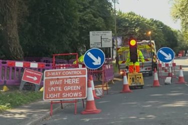 Roadworks in Longridge Road approaching Roman Way Pic: Mark Ashmore
