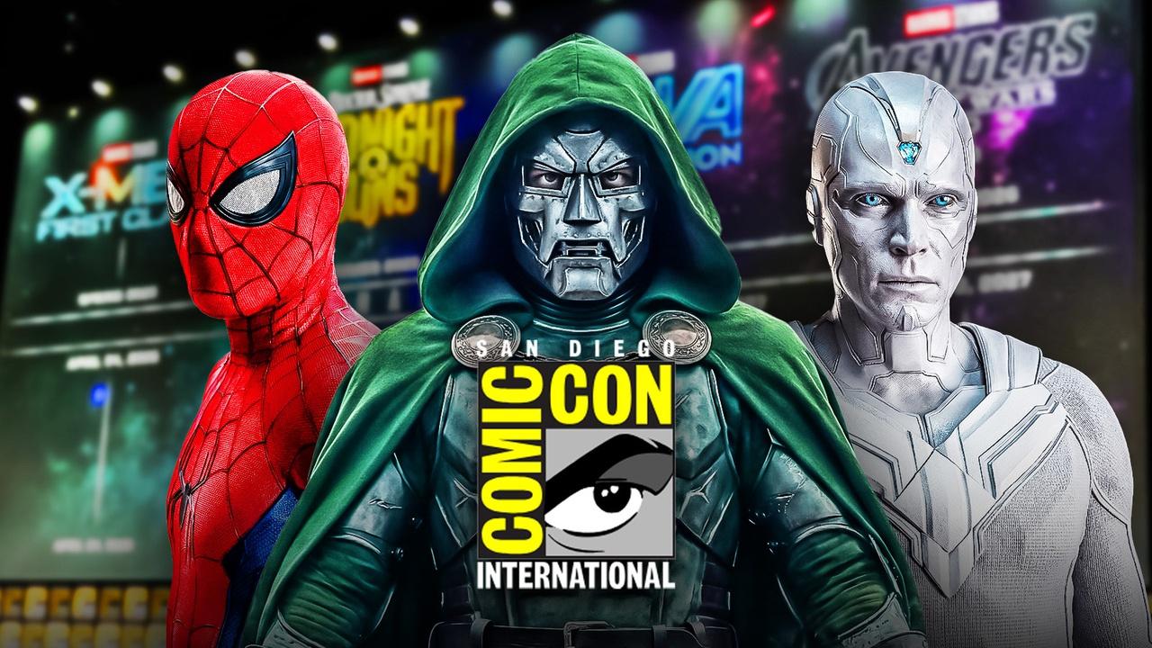 Spider-Man, Doctor Doom, Vision, San Diego Comic-Con 2026 Logo.