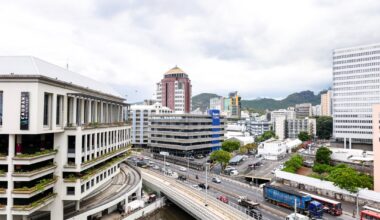 The cityscape of Port Louis, Mauritius.