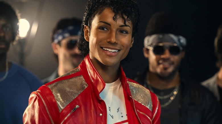 Michael Jackson smiling before a performance in Michael (2026)