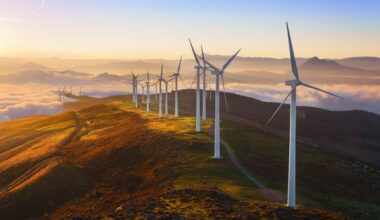 wind turbines on top of mountain