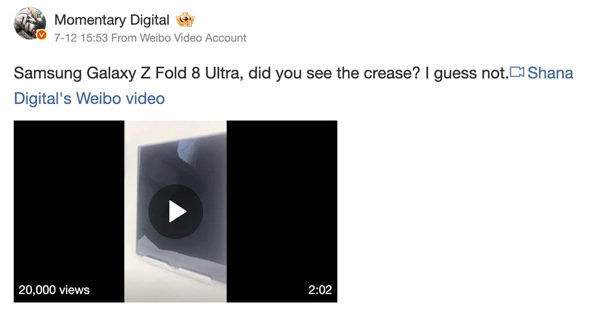 momentary digital weibo post galaxy z fold 8 ultra creaseless display momentary digital weibo post galaxy z fold 8 ultra creaseless display