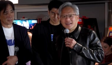 Nvidia's CEO appears in an arcade.