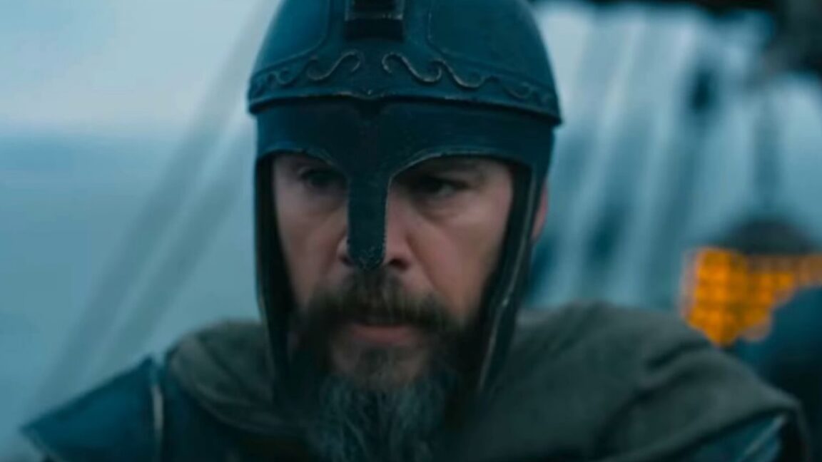 Matt Damon in full armor as Odysseus
