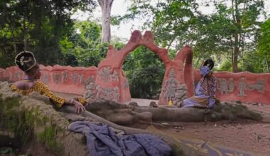 a screen grab of the spiritual sculptures of the yoruba grove