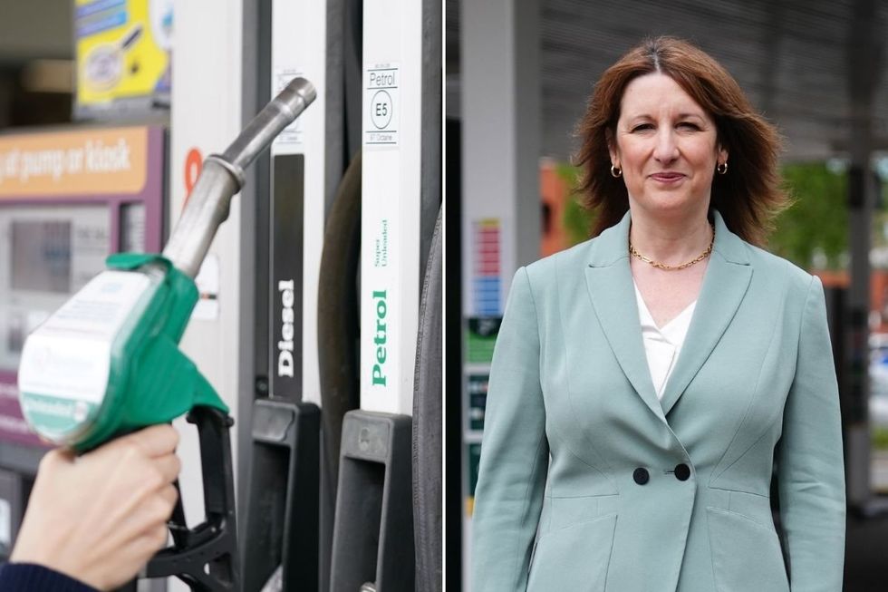 Petrol pump and Chancellor Rachel Reeves