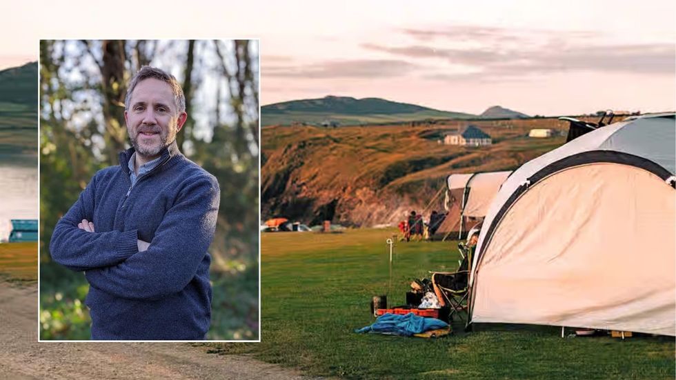 PitchUp founder Dan Yates and Pencarnan Farm Caravan and Camping Site
