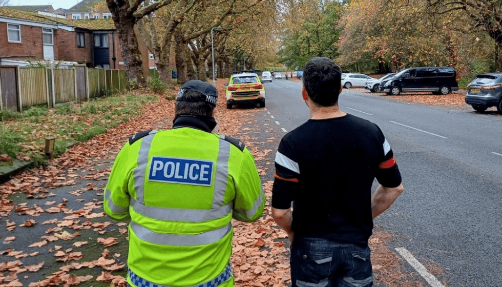 Police conducting an eyesight test