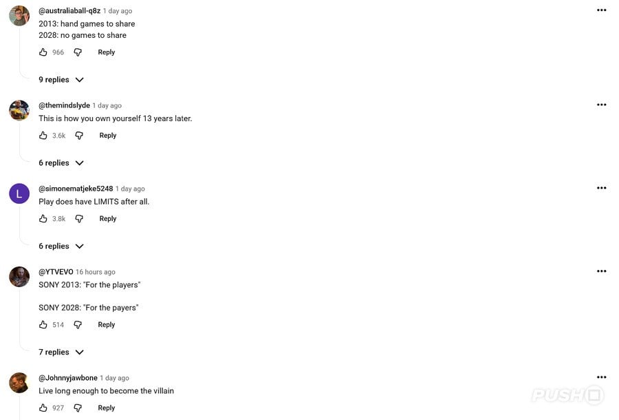 Practically Every Comment on PlayStation's YouTube Is About Physical Discs 2