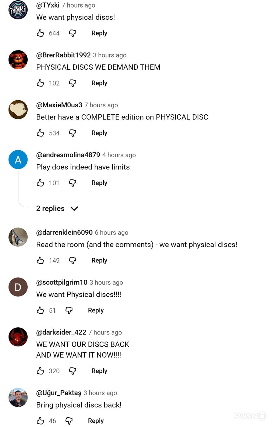 Practically Every Comment on PlayStation's YouTube Is About Physical Discs 4