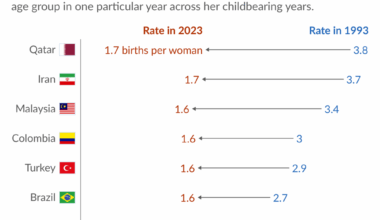 Fertility rates across many countries have converged, despite starting from very different levels
