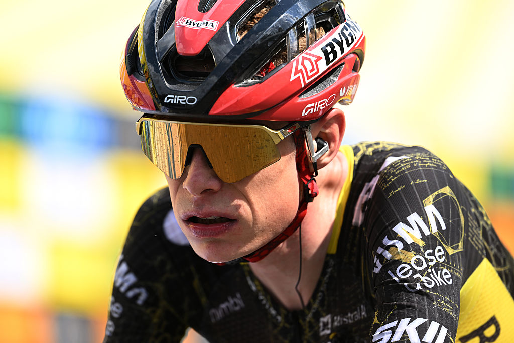 GAVARNIE-GEDRE, FRANCE - JULY 09: Jonas Vingegaard of Denmark and Team Visma | Lease a Bike reacts after the 113th Tour de France 2026, Stage 6 a 186.2km stage from Pau to Gavarnie-Gedre 1379m / #UCIWT / on July 09, 2026 in Gavarnie-Gedre, France. (Photo by Tim de Waele/Getty Images)
