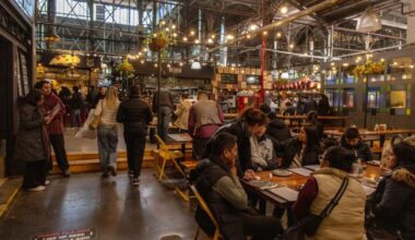 Restaurants in the Mercado de San Telmo in Buenos Aires.