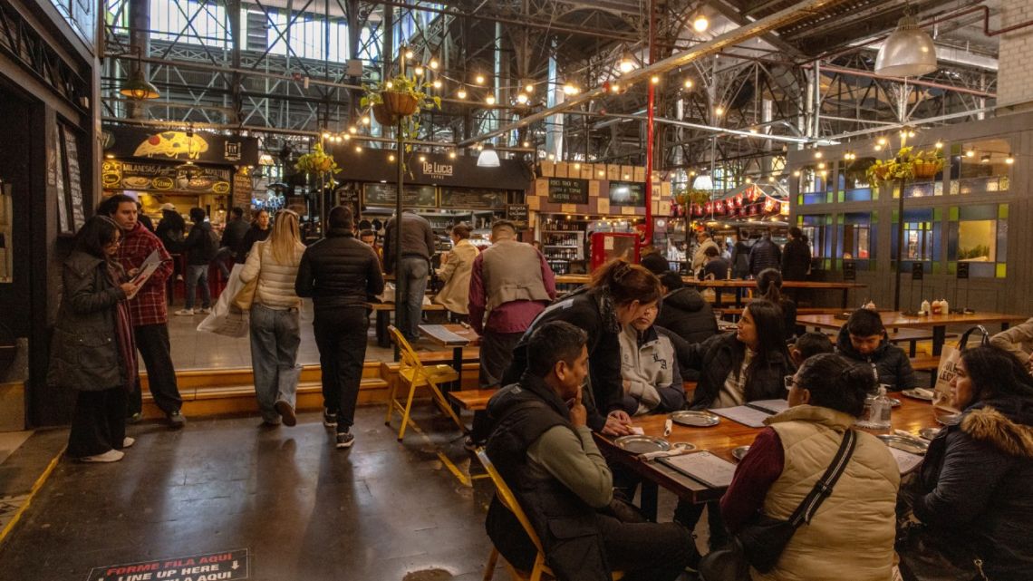 Restaurants in the Mercado de San Telmo in Buenos Aires.