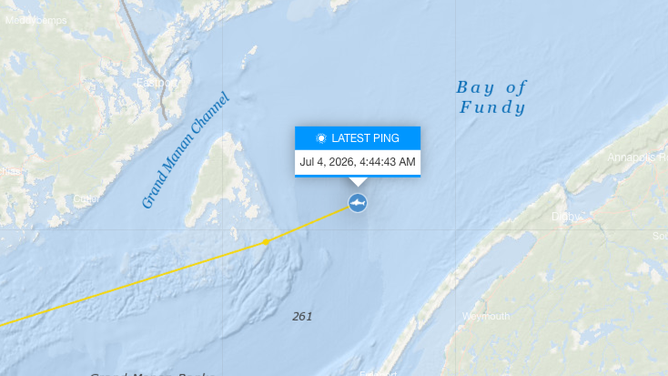 Brookes' latest ping off coast of Canada.